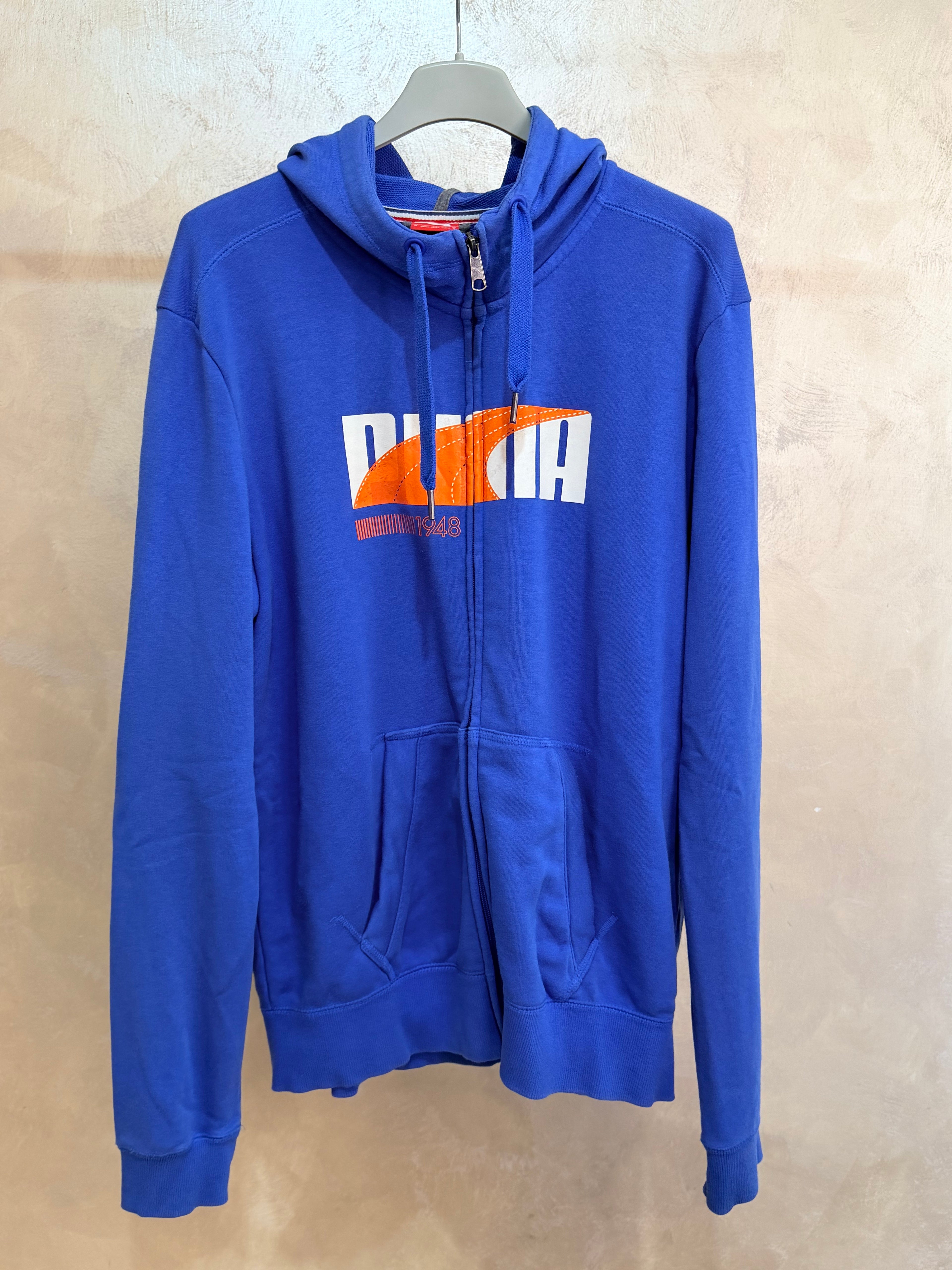 Felpa Puma Con Zip e Cappuccio Blu M