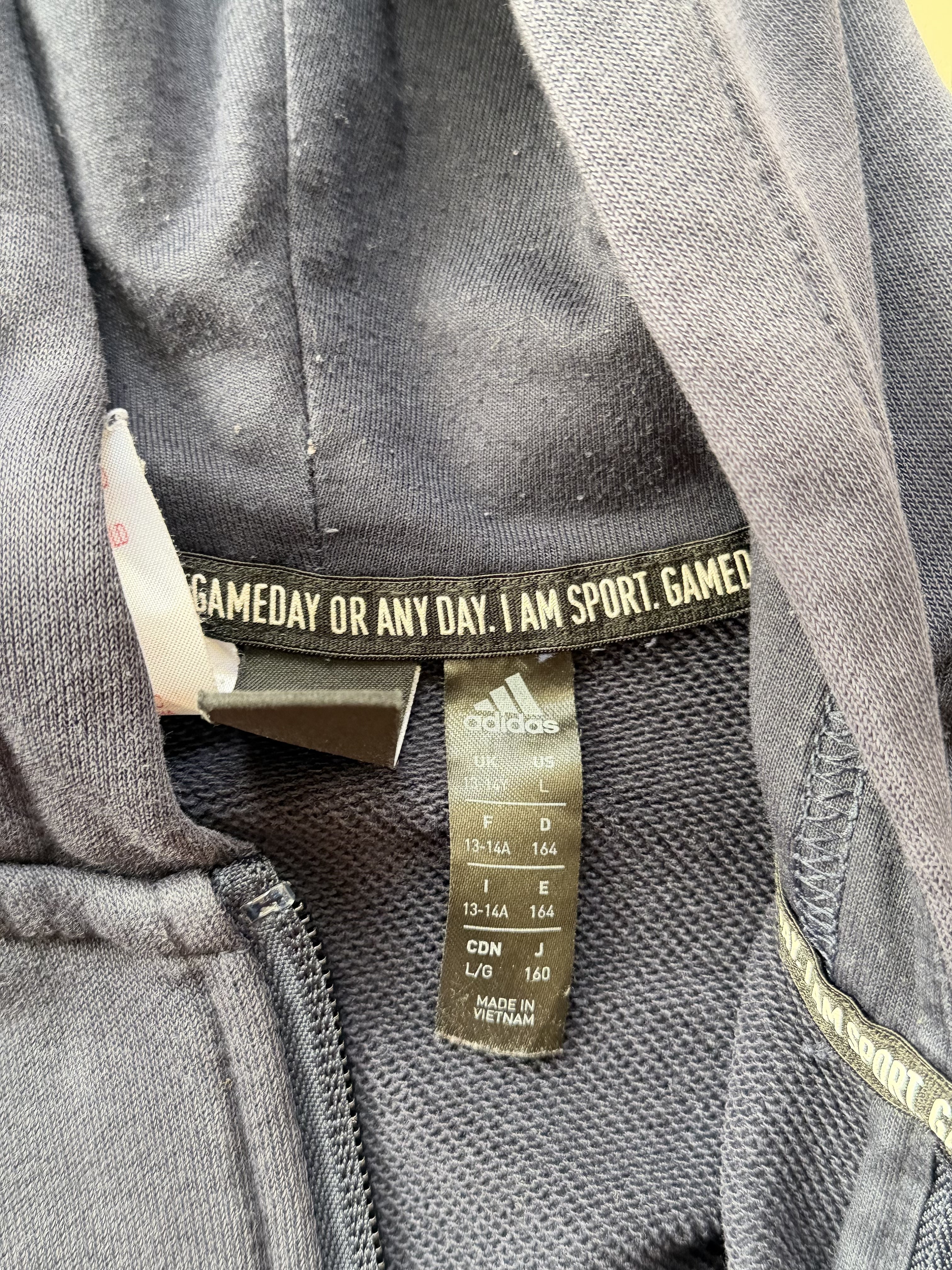 Felpa Adidas Zip e Cappuccio Taglia L Blu