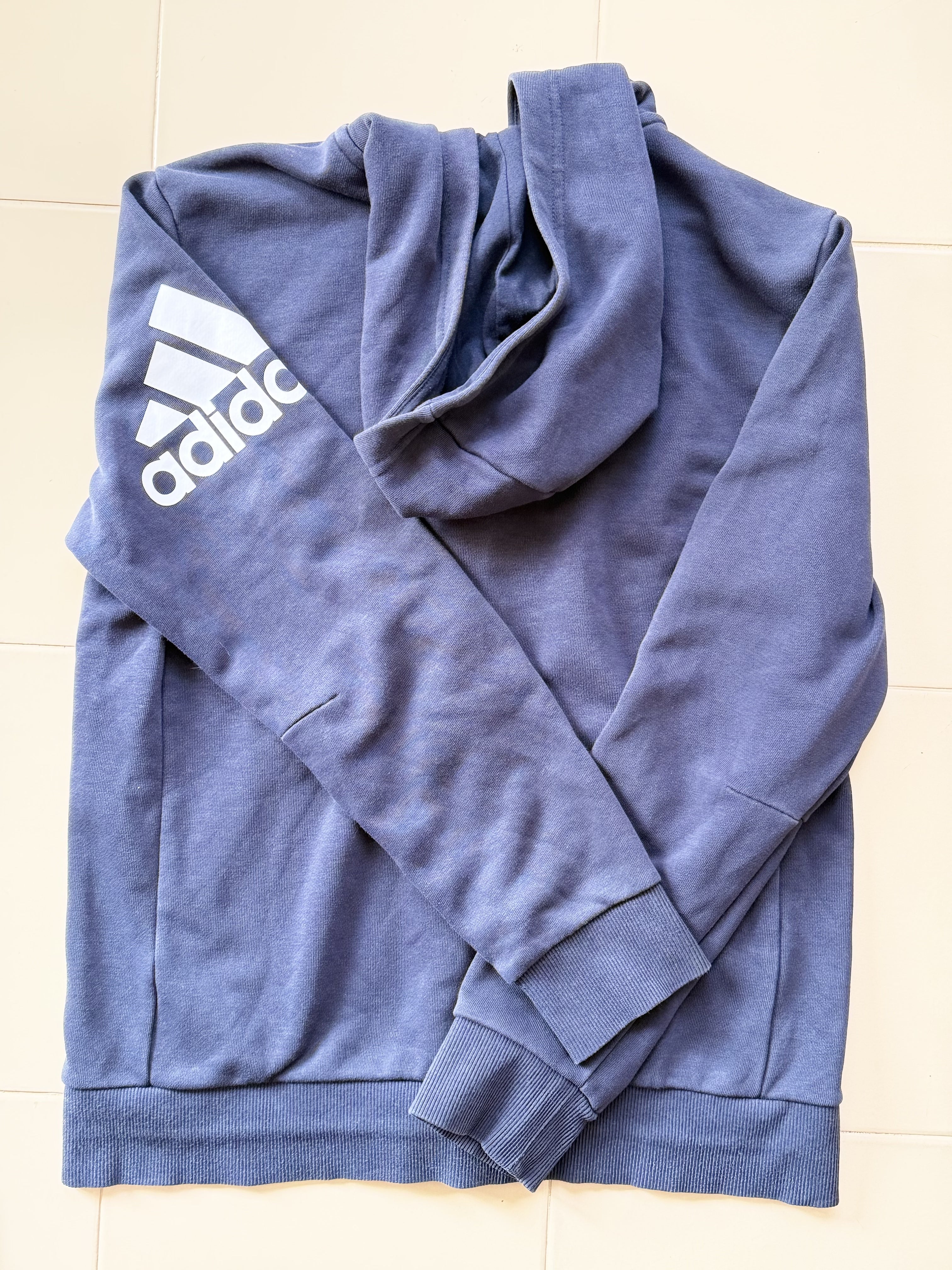 Felpa Adidas Zip e Cappuccio Taglia L Blu